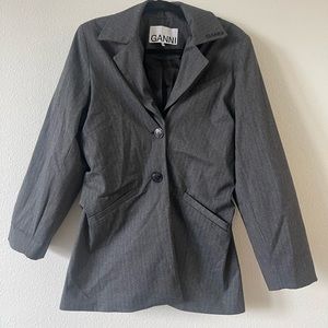 GANNI grey drapey blazer